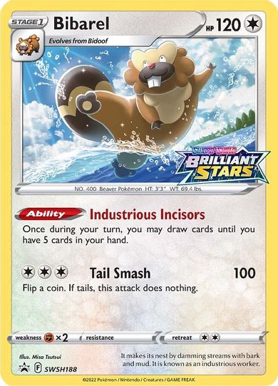 beaver pokemon card Pokemon Promo Rare Holo Bibarel Swsh188