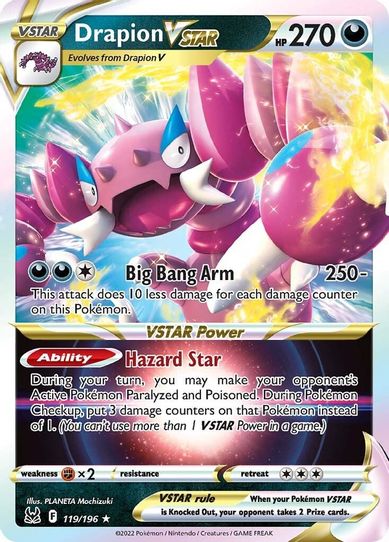 vstar pokemon card value Arceus - 176/172 clear acrylic holder that perfectly accentuates the stunning visual design and character artwork Drapion VSTAR Pokemon Cards Price
