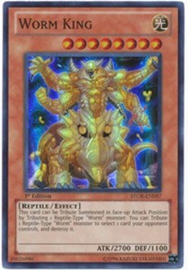 Carta Yu-Gi-Oh! - Worm King (STOR-EN097) - Edición Super Rara 1ª Edición, Del Set Storm Of Ragnarok