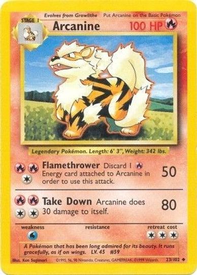 arcanine pokemon card 23/102 Pokemon Base Set Unlimited Arcanine 23/102 PSA 8