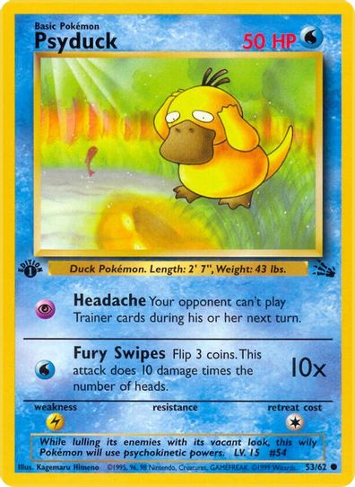 psyduck pokemon card value 53/62 Fossil (1st Edition) The Nerd Multiverse This attack does 10 damage times the number of heads Psyduck #53 Prices | Pokemon