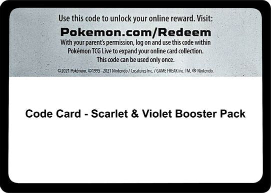 Code Card Scarlet & Violet Booster Pack [SV01: Scarlet & Violet Base S Pokemon Plug Code Card Scarlet & Violet Booster Pack [SV01: Scarlet & Violet Base S Pokemon Plug
