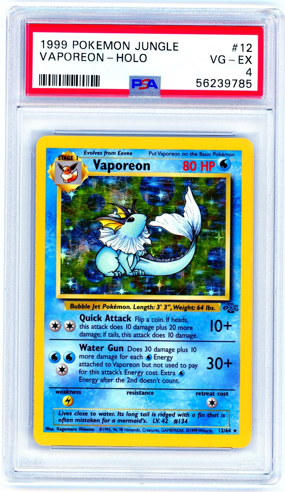 PSA (VG-EX 4) Vaporeon-Holo #12 - Pokemon Jungle (56239785) Pokemon Plug PSA (VG-EX 4) Vaporeon-Holo #12 - Pokemon Jungle (56239785) Pokemon Plug