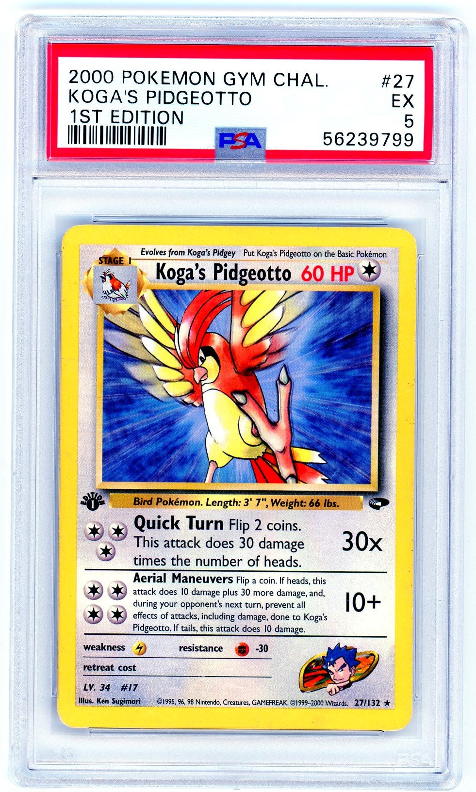 PSA (EX 5) Koga'S Pidgeotto #27 - Pokemon Gym Challenge (56239799)