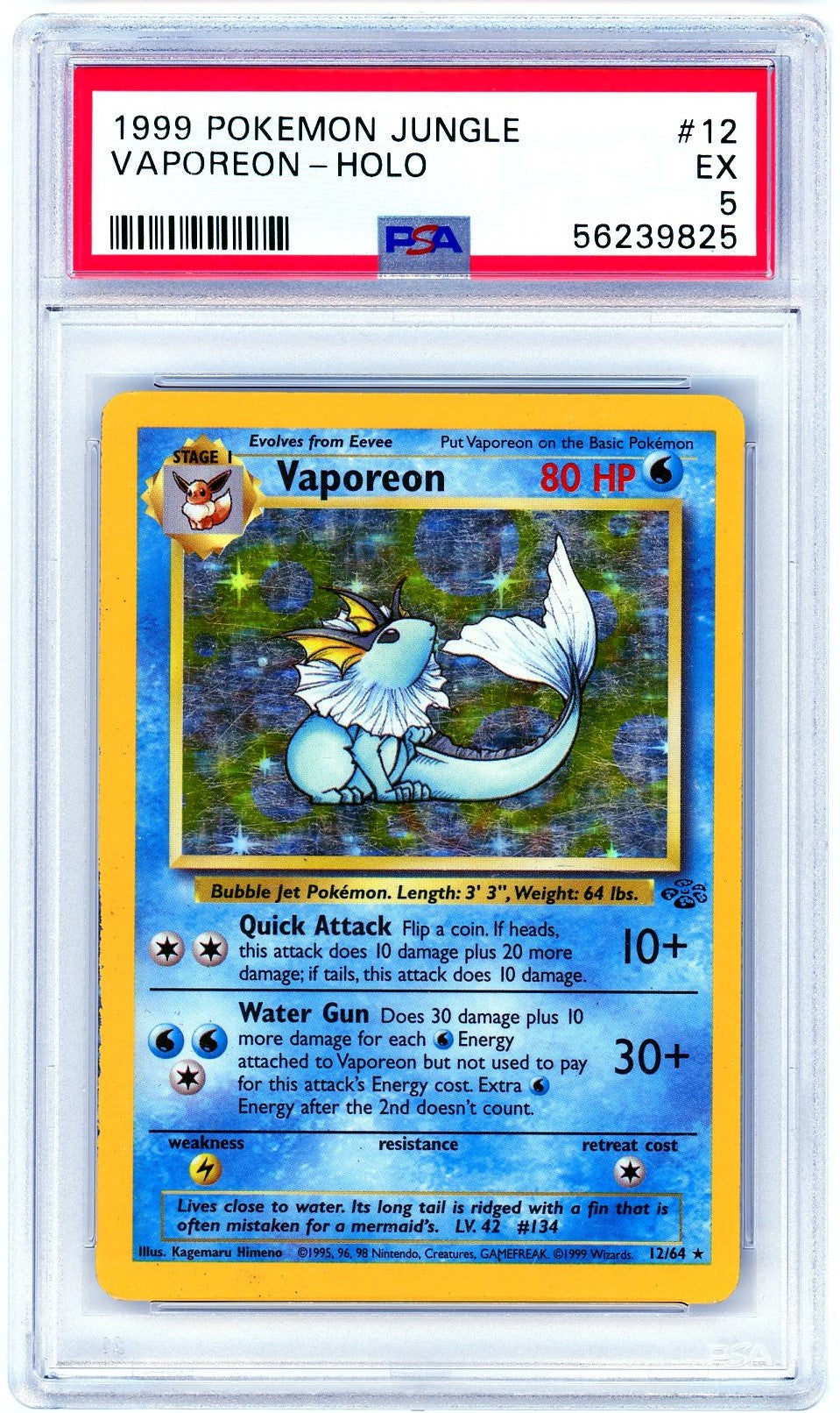 PSA (EX 5) Vaporeon-Holo #12 - Pokemon Jungle (56239825) Pokemon Plug PSA (EX 5) Vaporeon-Holo #12 - Pokemon Jungle (56239825) Pokemon Plug