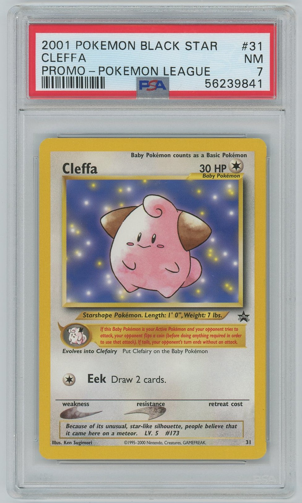 PSA (NM 7) Cleffa #31 - Pokemon Promo Black Star (#56239841) Pokemon Plug PSA (NM 7) Cleffa #31 - Pokemon Promo Black Star (#56239841) Pokemon Plug