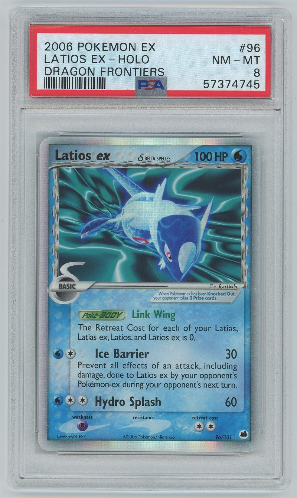 PSA (NM-MT 8) Latios Ex-holo #96 - Pokemon EX Dragon FRontiers (#57374 Pokemon Plug PSA (NM-MT 8) Latios Ex-holo #96 - Pokemon EX Dragon FRontiers (#57374 Pokemon Plug