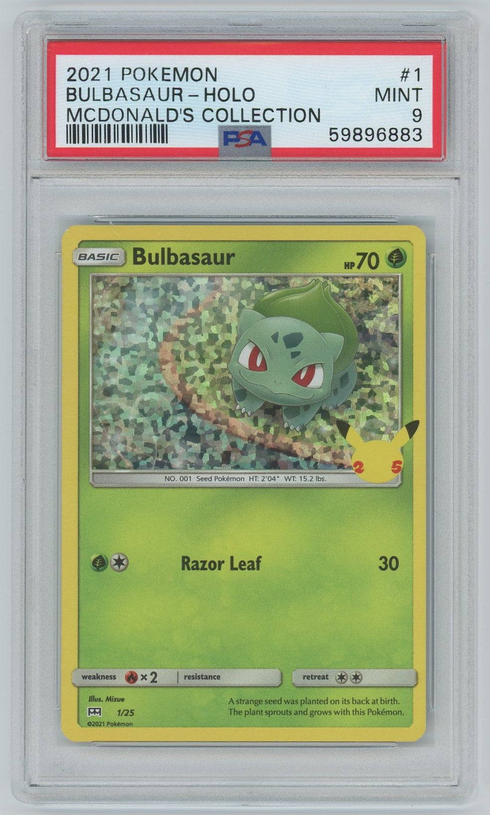 PSA (MINT 9) Bulbasaur-holo #1 - Pokemon Mcdonald'S Collection (#59896 Pokemon Plug PSA (MINT 9) Bulbasaur-holo #1 - Pokemon Mcdonald'S Collection (#59896 Pokemon Plug
