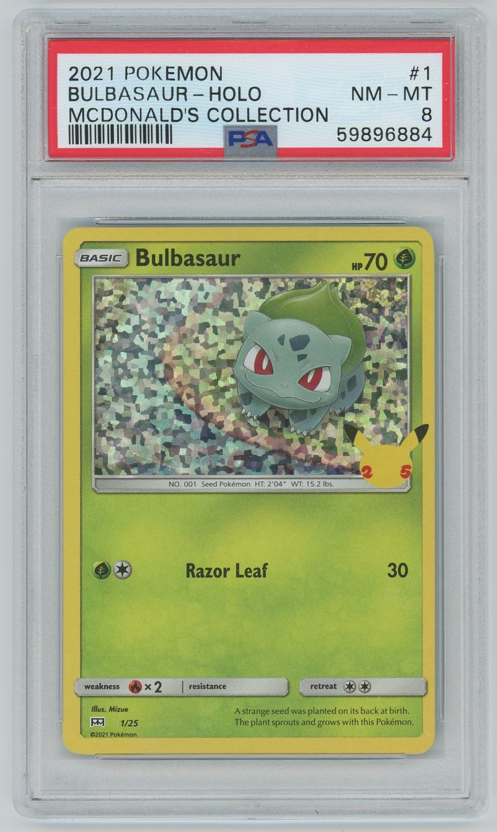 PSA (NM-MT 8) Bulbasaur-holo #1 - Pokemon Mcdonald'S Collection (#5989 Pokemon Plug PSA (NM-MT 8) Bulbasaur-holo #1 - Pokemon Mcdonald'S Collection (#5989 Pokemon Plug