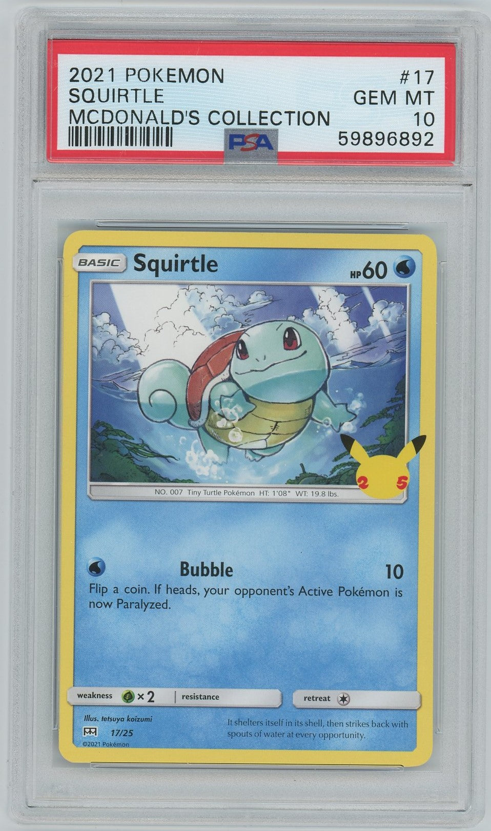 PSA (Gem MT 10) Squirtle #17