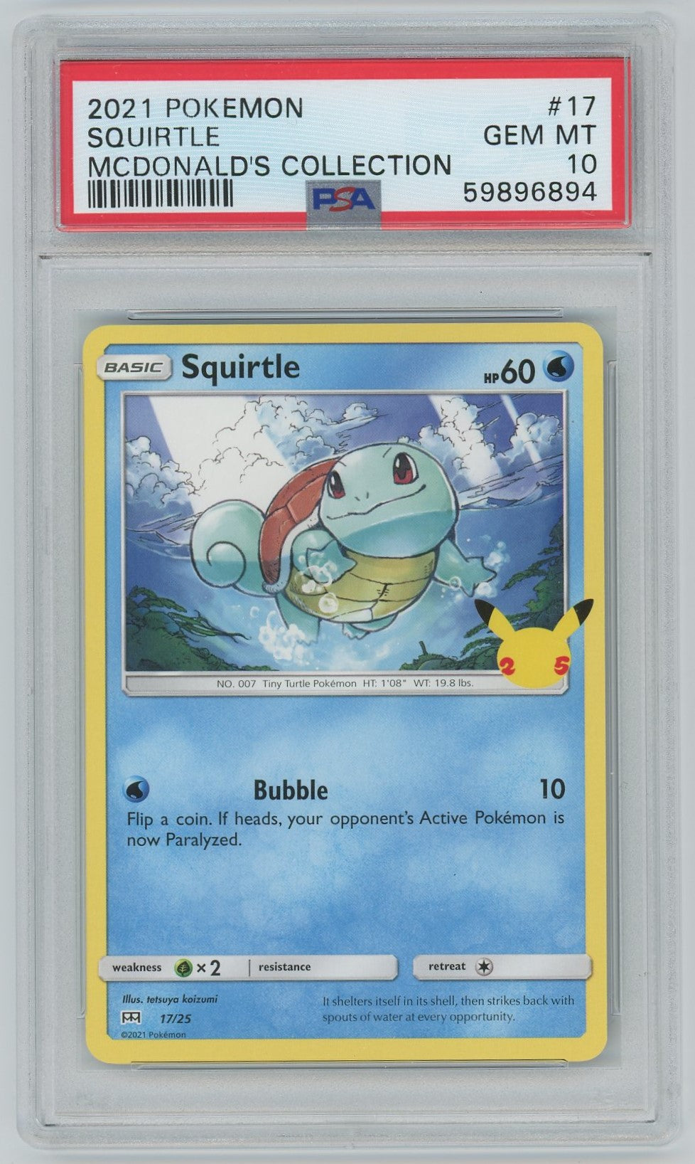 squirtle pokemon card mcdonald's PSA (Gem MT 10) Squirtle #17