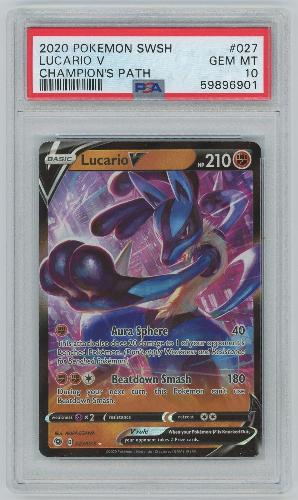 PSA (Gem MT 10) Lucario V #027 - Pokemon Sword & Shield Champion'S Pat Pokemon Plug PSA (Gem MT 10) Lucario V #027 - Pokemon Sword & Shield Champion'S Pat Pokemon Plug