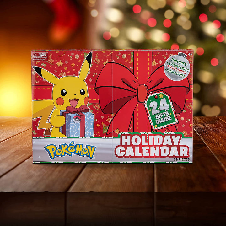 Pokemon 2021 Holiday Advent Calendar for Kids, 24 Gift Pieces - Includes 16 Toy Character Figures & 8 Christmas Accessories - Ages 4+