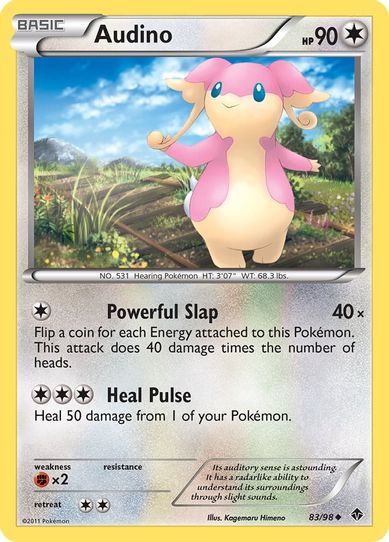 pokemon card audino Attack 1 Audino Uncommon Pulsing Aura