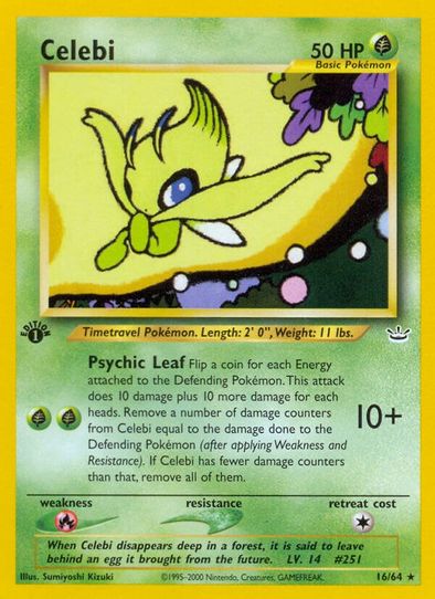 celebi pokemon card worth (Secluded Springs #6/71, 3-Diamonds) your opponent takes 2 Prize cards. Celebi ex - POP Series