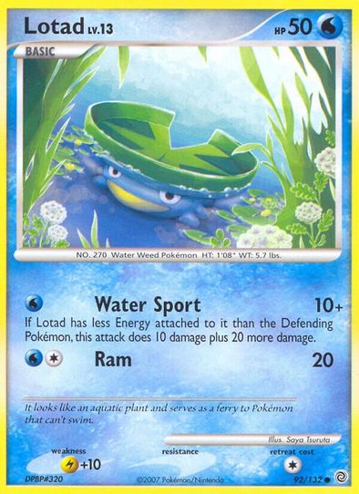 Pokemon Diamond & Pearl Secret Wonders Common Lotad #92 Pokemon Diamond & Pearl Secret Wonders Common Lotad #92