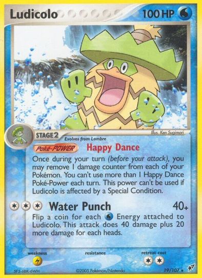 pokemon card ludicolo Reverse Holo #007/094 Holo Rare Retreat cost Misprinted Ludicolo Pokmon card error