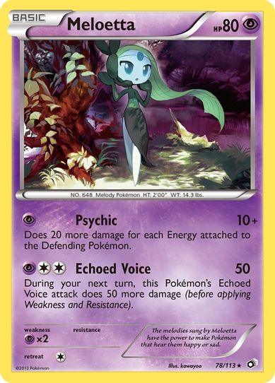meloetta pokemon card - (85/162) - XY Breakthrough This attack does 10 damage times the number of heads to each of your opponents Pokemon Meloetta (#233, Fantastical Parade)