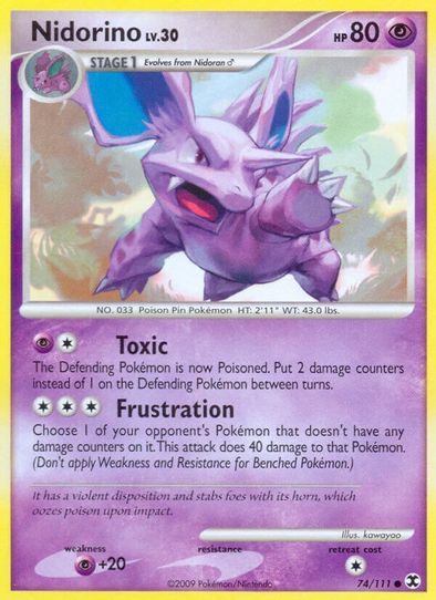 nidorino pokemon card value Nidorino Lv.25 90HP 2016 Holo Collectible Pokemon Trading Card No. 44/108