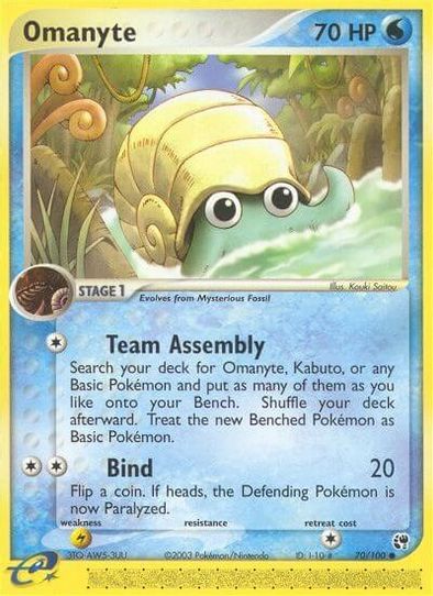 Pokemon EX Sandstorm Common Omanyte #70 Pokemon EX Sandstorm Common Omanyte #70