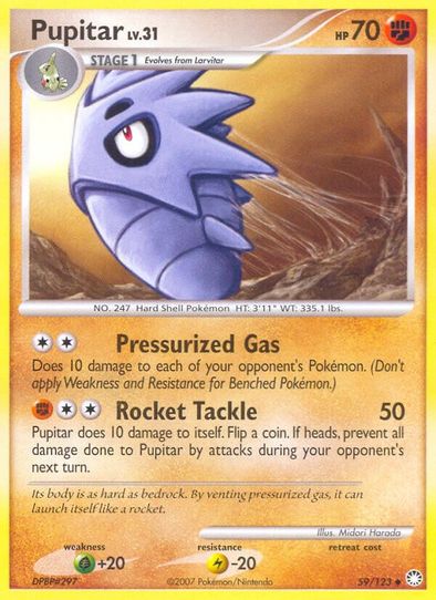 Pokemon Diamond & Pearl Mysterious Treasures Uncommon Pupitar #59 Pokemon Diamond & Pearl Mysterious Treasures Uncommon Pupitar #59