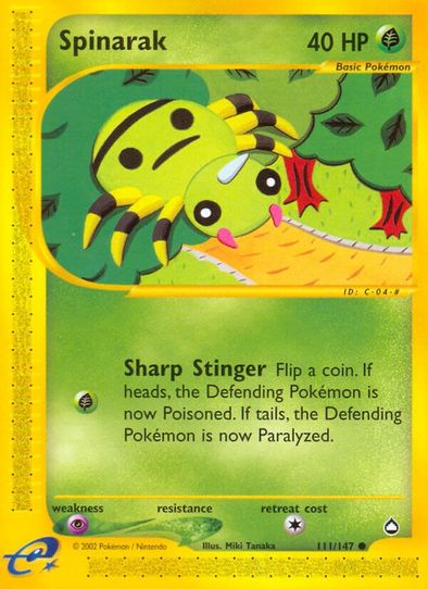 spinarak pokemon card price Pokemon Aquapolis Common Spinarak #111