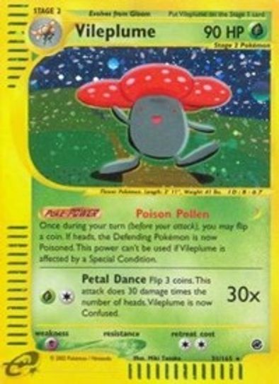 vileplume pokemon card value (Genetic Apex #13/226, 3-Diamonds) RarityRare Hit Points140 HP Ability Fully Blooming Energy When you play this Pokemon from your hand to evolve 1 of your Pokemon during your turn Vileplume Holo Rare 003/196 Lost