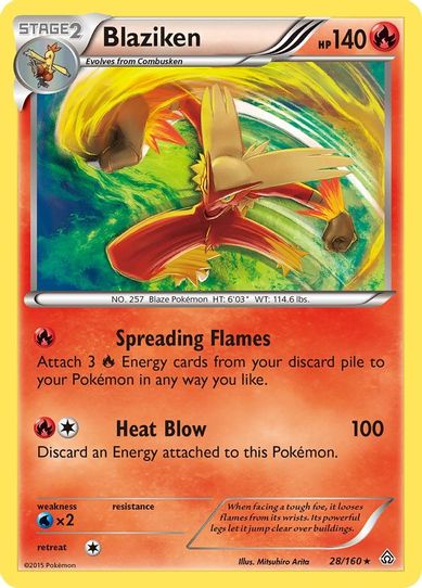 blaziken pokemon card ex Colorless Retreat Cost M Blaziken EX - XY