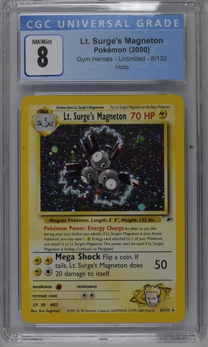 CGC (8) Lt. Surge's Magneton #8/132 - Gym Heroes - Unlimited (#3796230002)