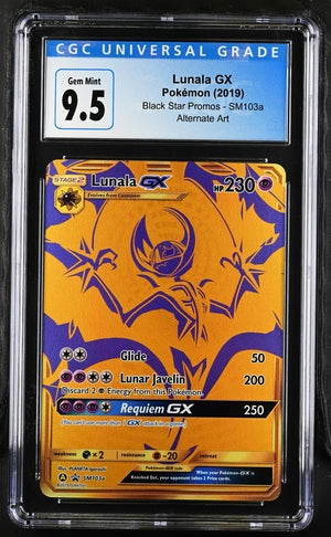 pokemon lunala gold card CGC (9.5) Lunala GX #SM103a