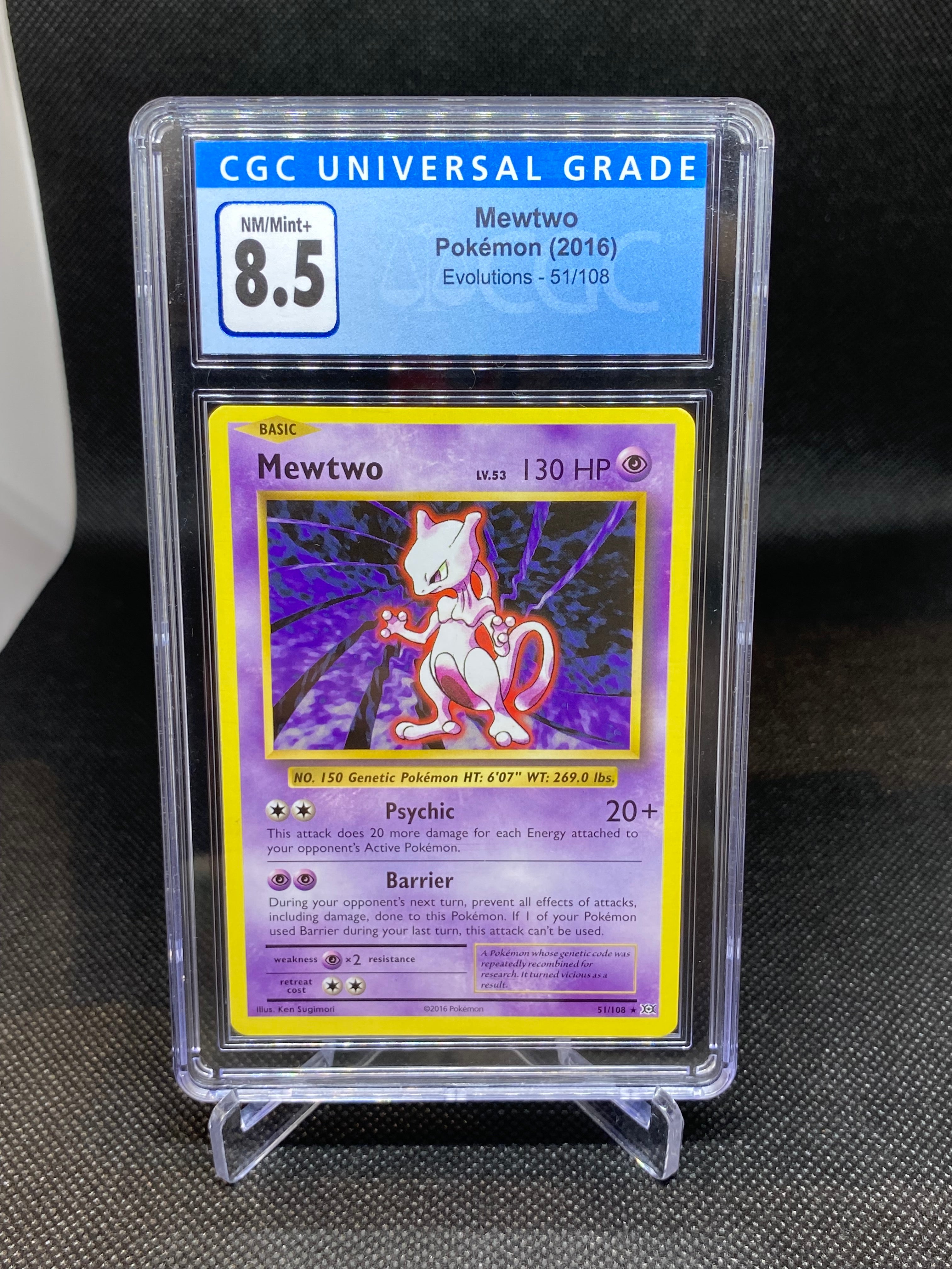 CGC 8.5 NM/MINT+ Mewtwo 51/108 - XY Evolutions 2016 Pokemon Plug CGC 8.5 NM/MINT+ Mewtwo 51/108 - XY Evolutions 2016 Pokemon Plug