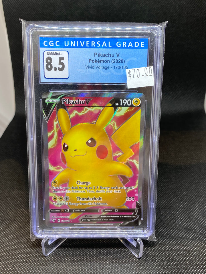 CGC 8.5 NM/MINT+ Pikachu V 170/185 - Vivid Voltage 2021
