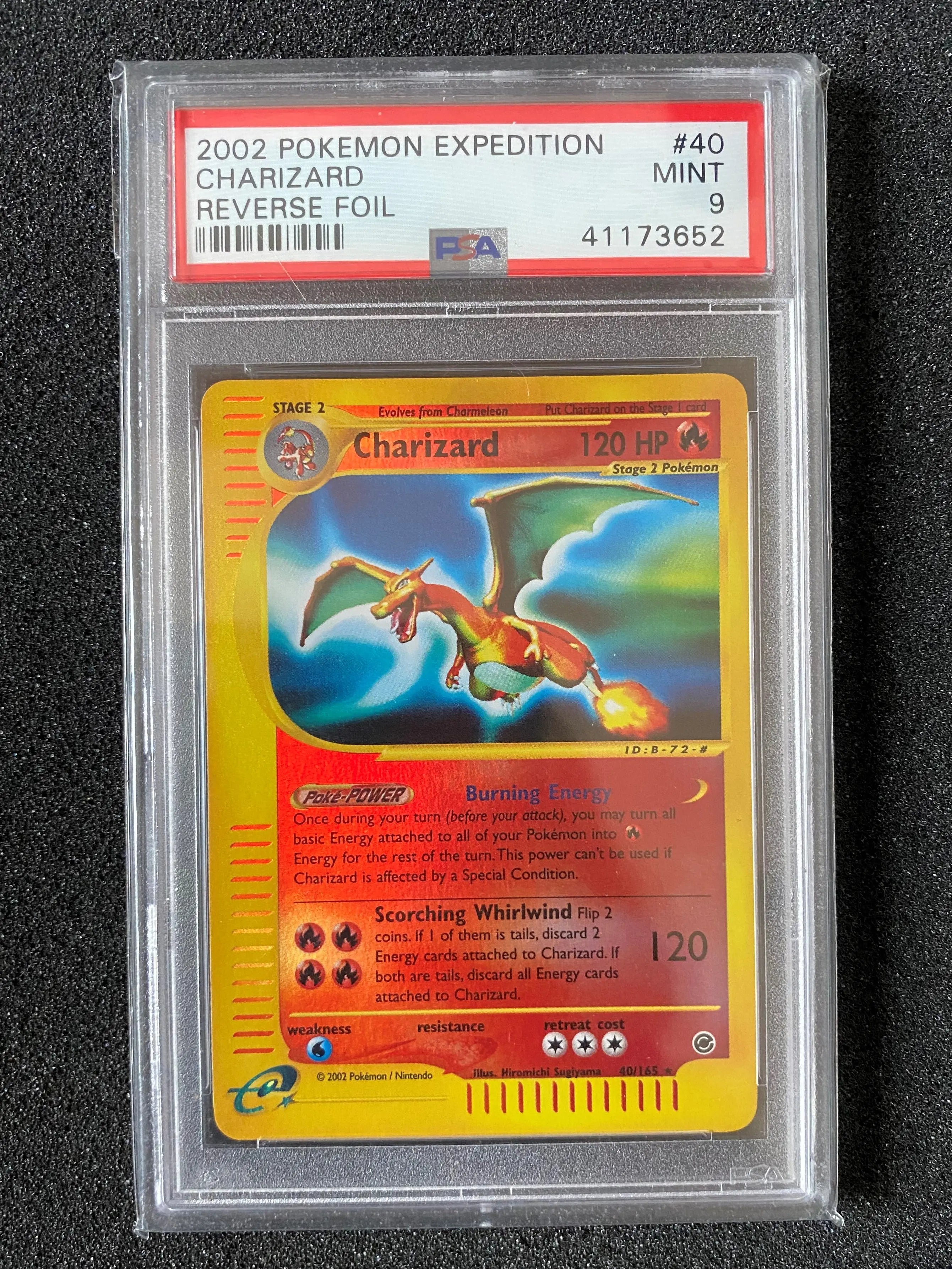 PSA 9 MINT - Expedition Base Set Charizard 40/165 Reverse Holo - 2002 Pokemon Plug PSA 9 MINT - Expedition Base Set Charizard 40/165 Reverse Holo - 2002 Pokemon Plug