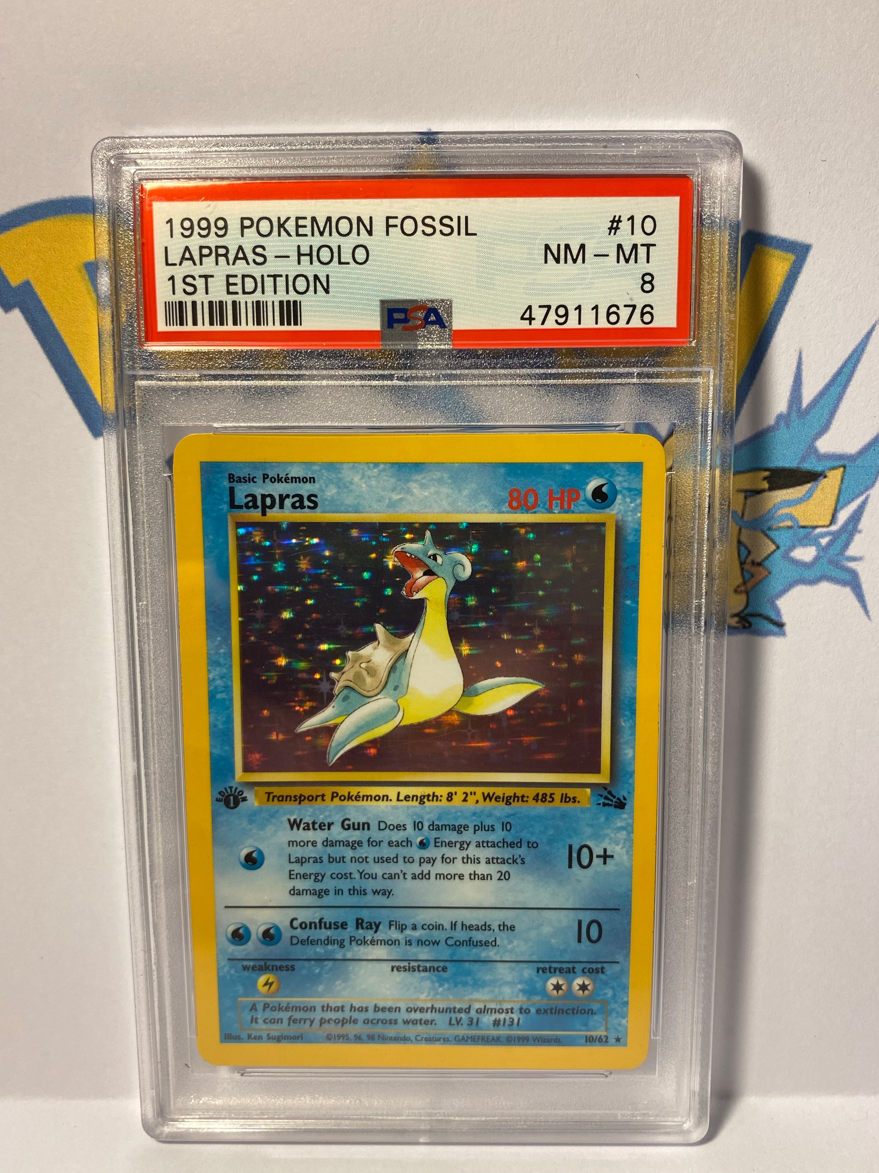 PSA 8 NM-MT First Edition Lapras 10/62 - Fossil Set 1999 Pokemon Plug PSA 8 NM-MT First Edition Lapras 10/62 - Fossil Set 1999 Pokemon Plug