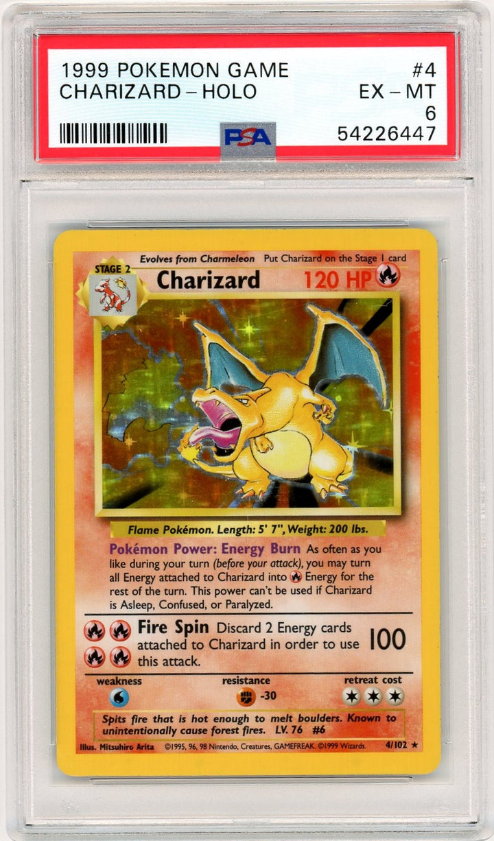PSA 6 EX-MT Charizard 4/102 - Base Set 1999