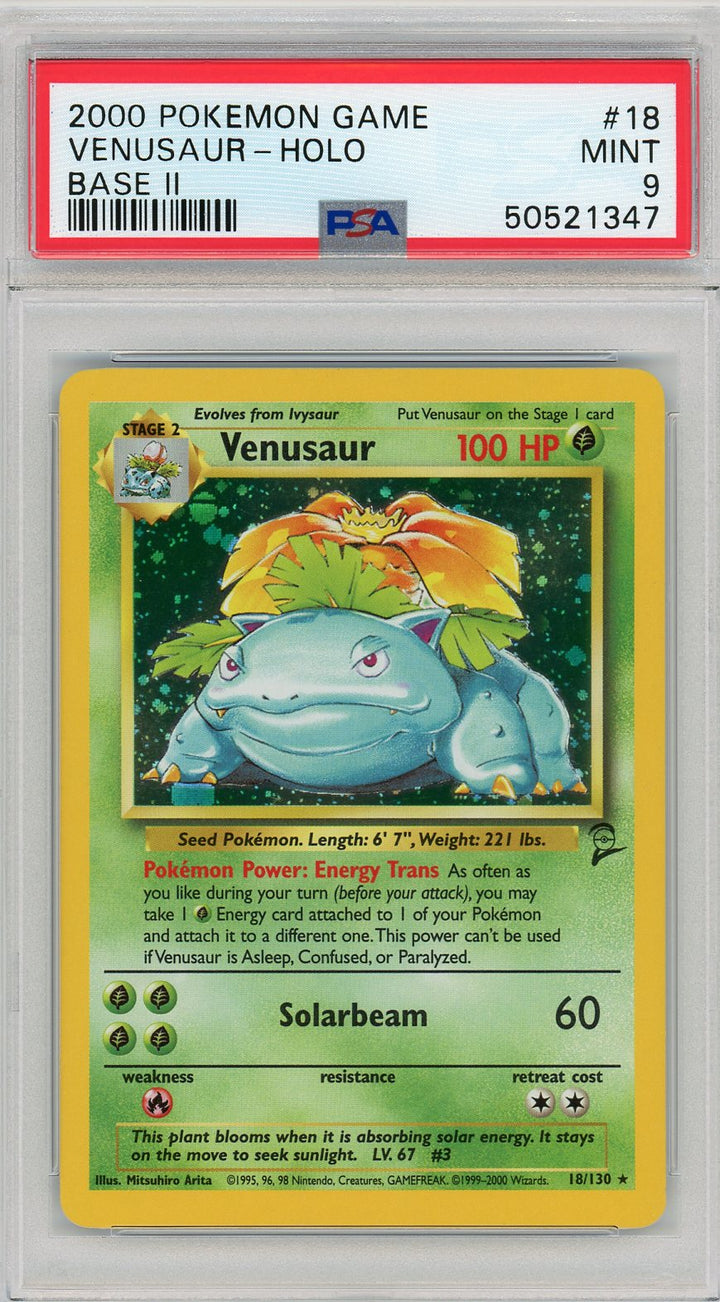 PSA 9 MINT Venusaur - Base Set 2 2000