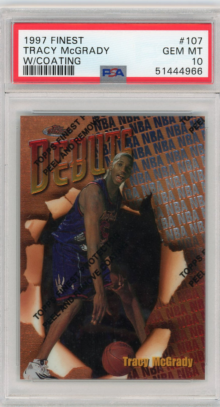 PSA 10 GEM MINT Tracy McGrady #107 W/ Coating 1997 Topps Finest