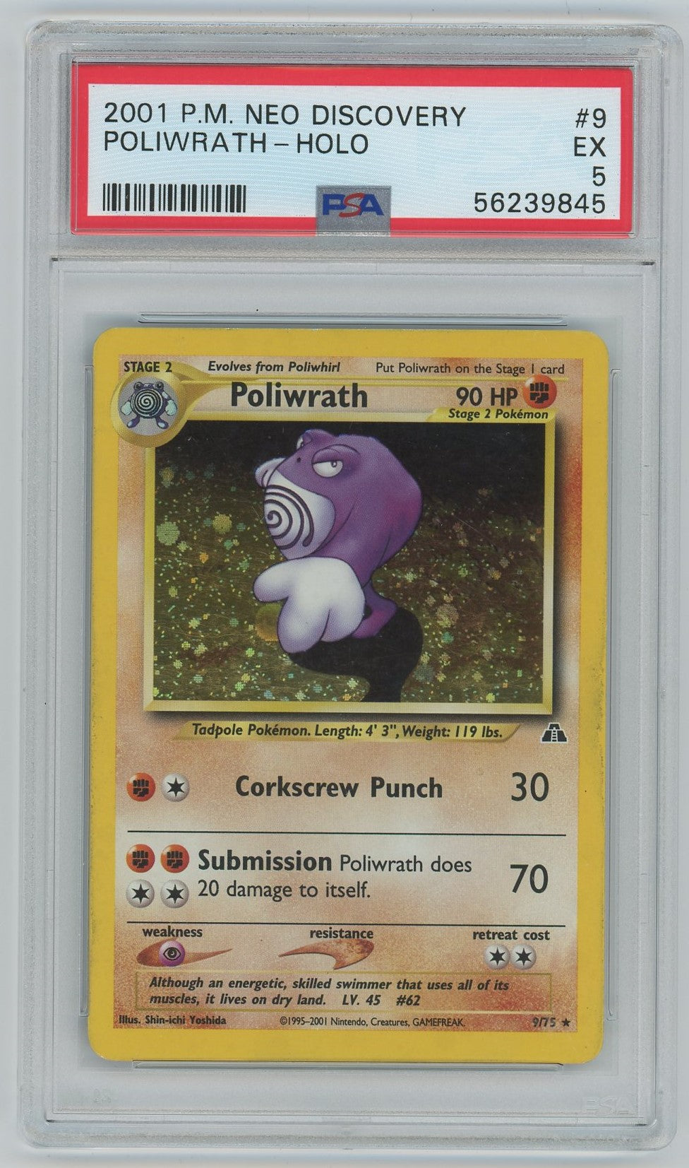 poliwrath holographic pokemon card PSA (EX 5) Poliwrath-holo #9