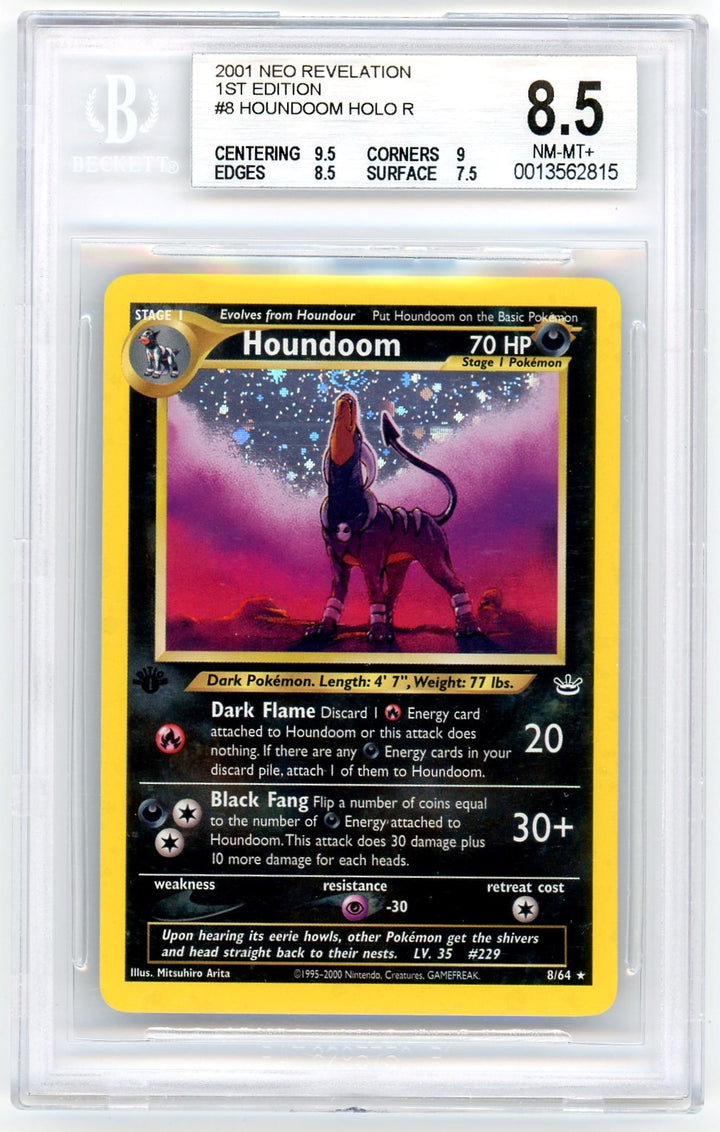 BGS 8.5 NM-MT+ 1st Edition Houndoom - 8/64 Neo Revelation 2001