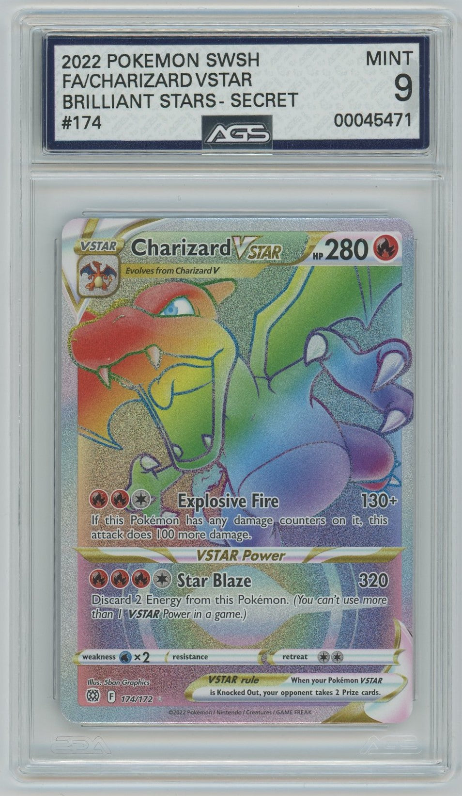pokemon tcg brilliant stars 018 172 charizard vstar card AGS (MINT 9) Charizard VSTAR #174