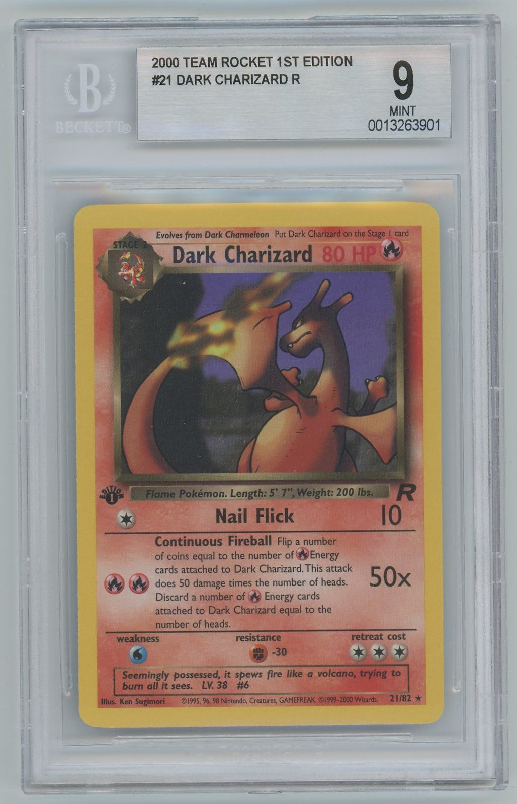 BGS 9 (MINT) Dark Charizard - 2000 Pokemon Team Rocket 1st Edition (#0 Pokemon Plug BGS 9 (MINT) Dark Charizard - 2000 Pokemon Team Rocket 1st Edition (#0 Pokemon Plug
