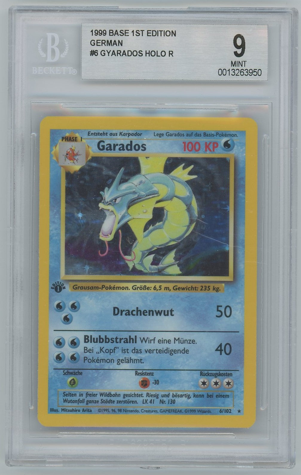 BGS 9 (MINT) Gyarados Holo - 1999 Pokemon Base 1st Edition (German) (# Pokemon Plug BGS 9 (MINT) Gyarados Holo - 1999 Pokemon Base 1st Edition (German) (# Pokemon Plug