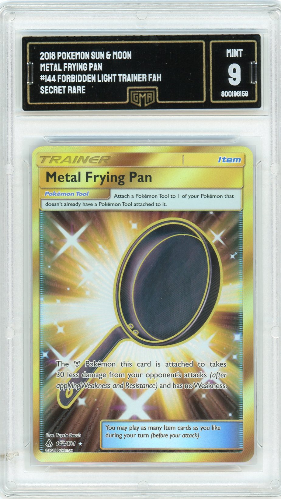 GMA 9 MINT Metal Frying Pan Secret Rare 144/131 - Forbidden Light 2018 Pokemon Plug GMA 9 MINT Metal Frying Pan Secret Rare 144/131 - Forbidden Light 2018 Pokemon Plug