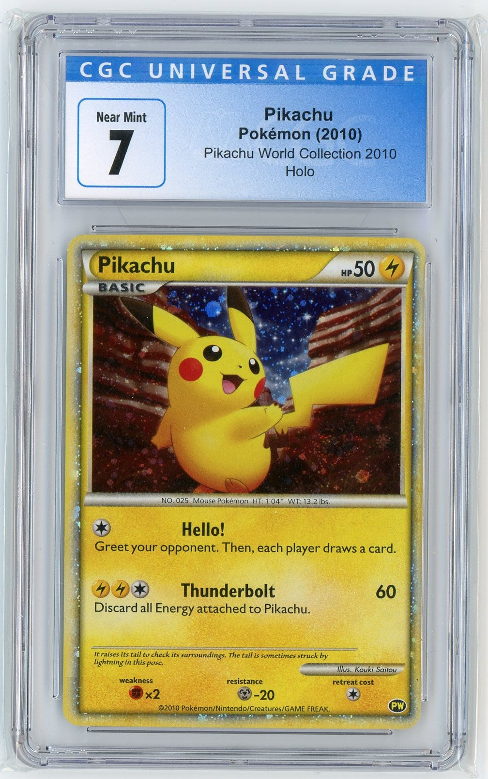CGC 7 Near Mint Japanese Back English Front Pikachu Holo - World Colle Pokemon Plug CGC 7 Near Mint Japanese Back English Front Pikachu Holo - World Colle Pokemon Plug