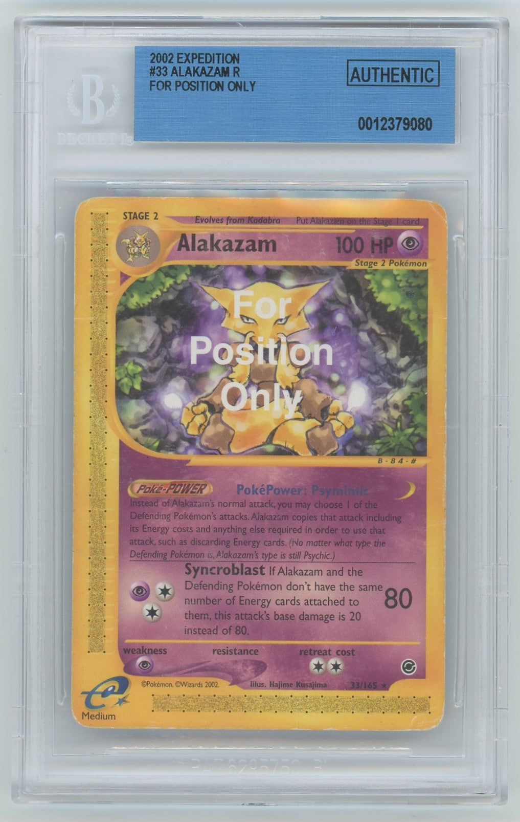 BGS (AUTHENTIC) Alakazam R (For Position Only) 2002 Pokemon Expedition Pokemon Plug BGS (AUTHENTIC) Alakazam R (For Position Only) 2002 Pokemon Expedition Pokemon Plug