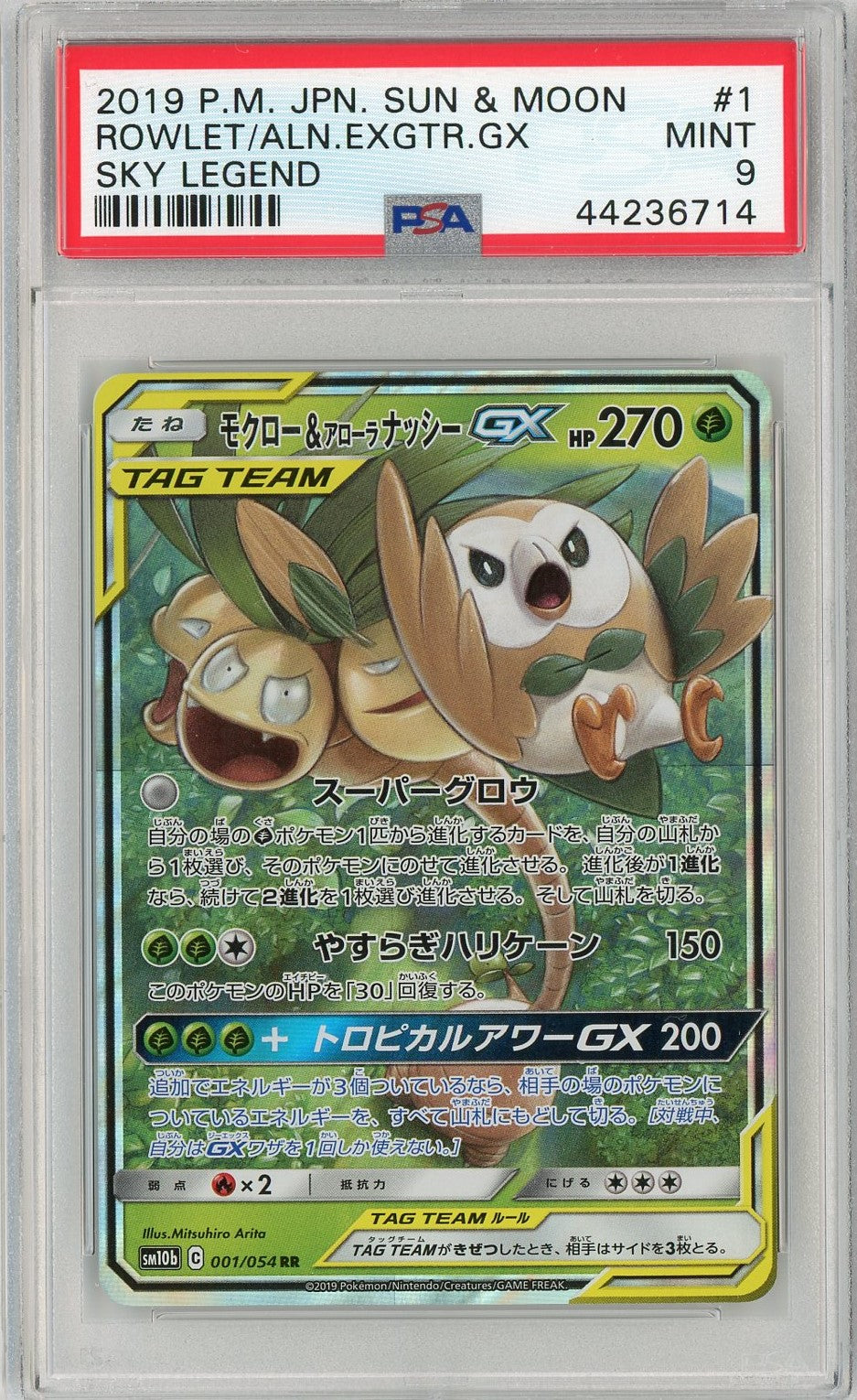PSA 9 Mint Rowlet & Alolan Exeggutor GX 001/054 - Japanese Sky Legend Pokemon Plug PSA 9 Mint Rowlet & Alolan Exeggutor GX 001/054 - Japanese Sky Legend Pokemon Plug