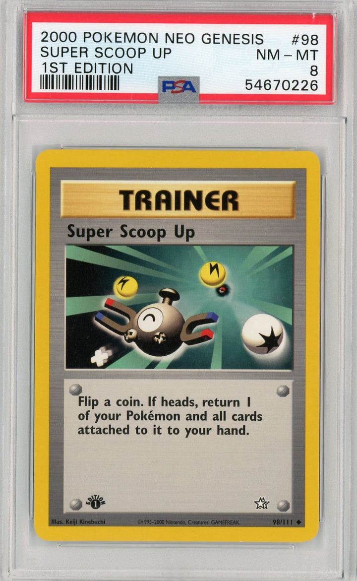 PSA 8 NM-MT Super Scoop Up 98/111 - 1st Edition Neo Genesis 2000