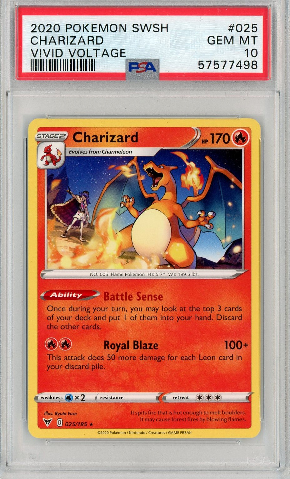 PSA 10 GEM MINT - Charizard 025/185 - Amazing Rare - Vivid Voltage 202 Pokemon Plug PSA 10 GEM MINT - Charizard 025/185 - Amazing Rare - Vivid Voltage 202 Pokemon Plug