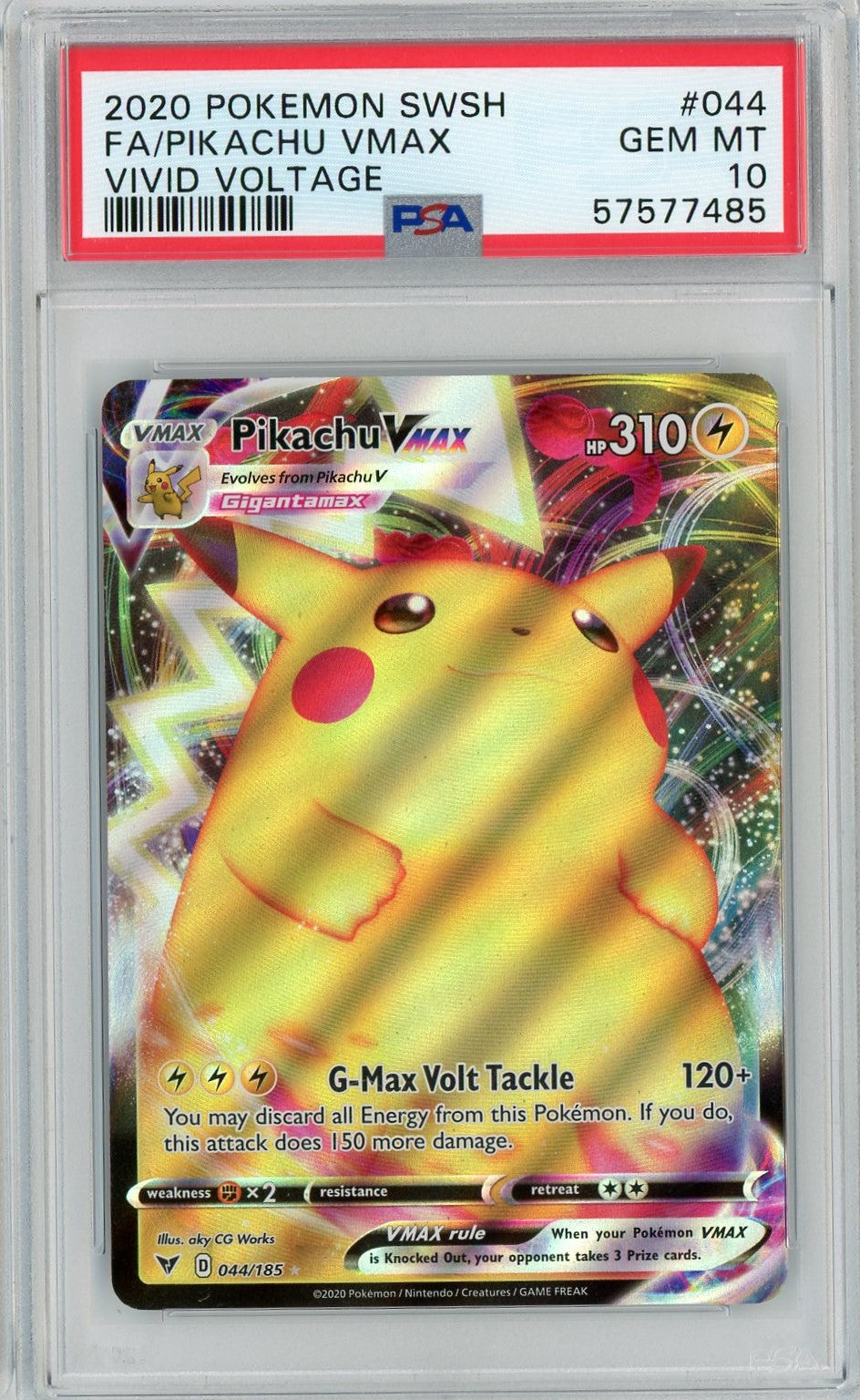 PSA 10 GEM MINT - Pikachu VMAX 044/185 - Vivid Voltage 2020 Pokemon Plug PSA 10 GEM MINT - Pikachu VMAX 044/185 - Vivid Voltage 2020 Pokemon Plug
