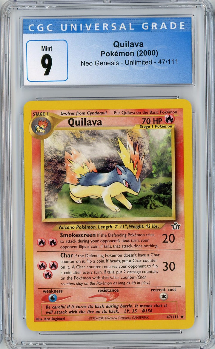 CGC 9 Mint - Quilava 47/111 - Neo Genesis 2000